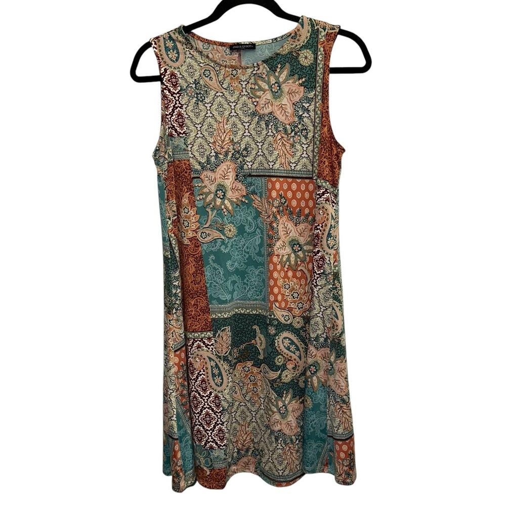 Ava & Grace Patchwork Multicolored Sleeveless She… - image 1